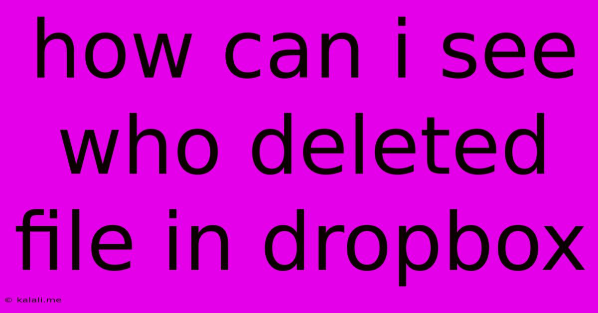 How Can I See Who Deleted File In Dropbox