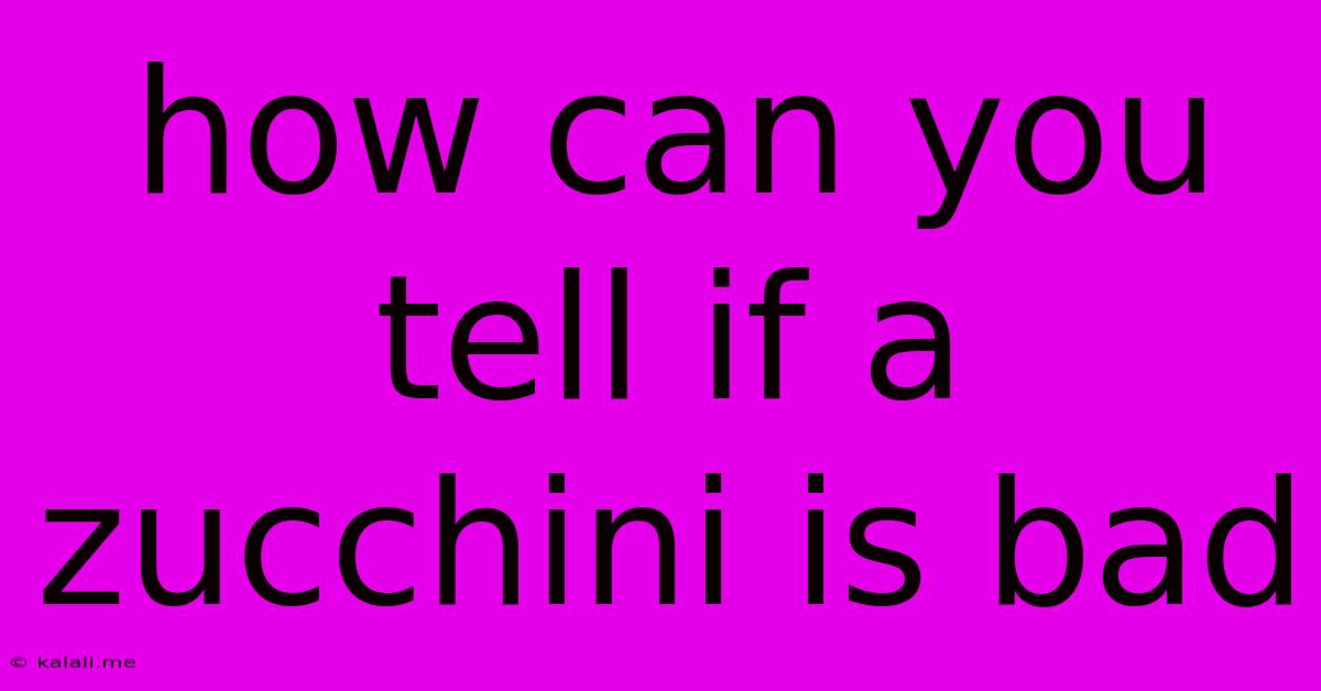How Can You Tell If A Zucchini Is Bad