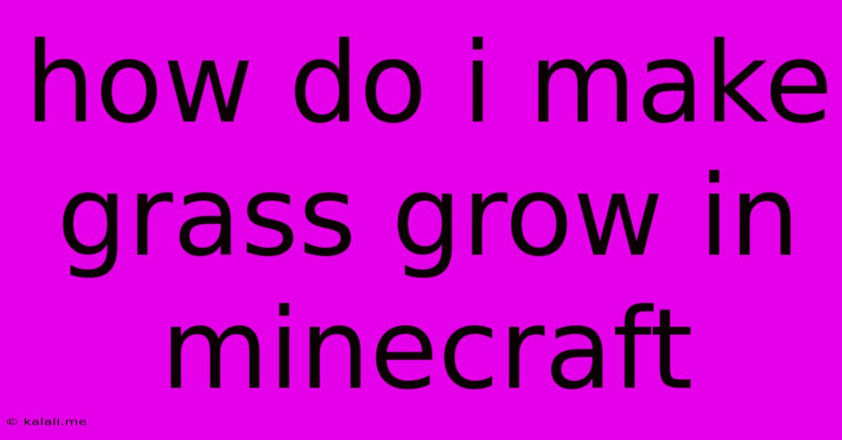 How Do I Make Grass Grow In Minecraft