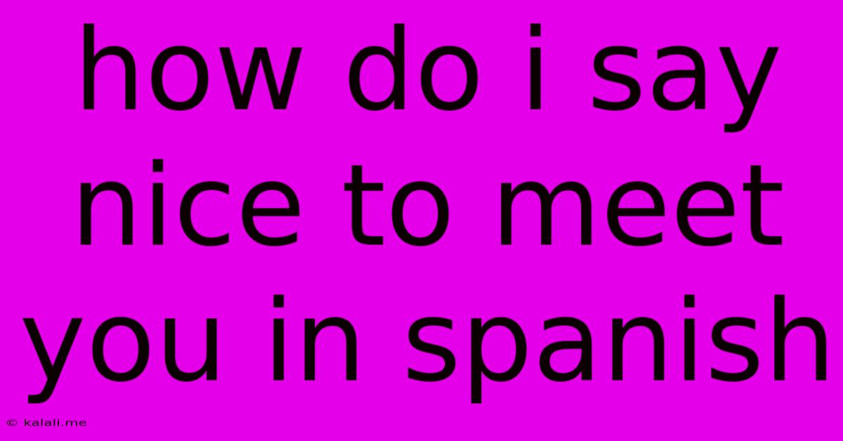 How Do I Say Nice To Meet You In Spanish