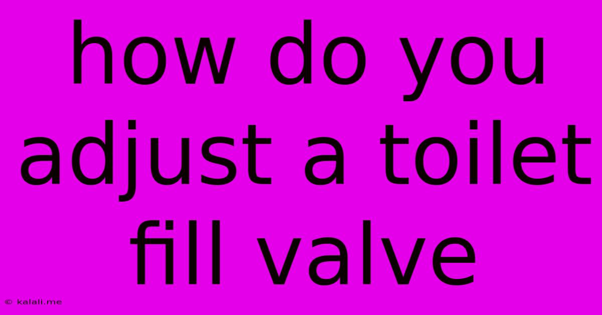 How Do You Adjust A Toilet Fill Valve