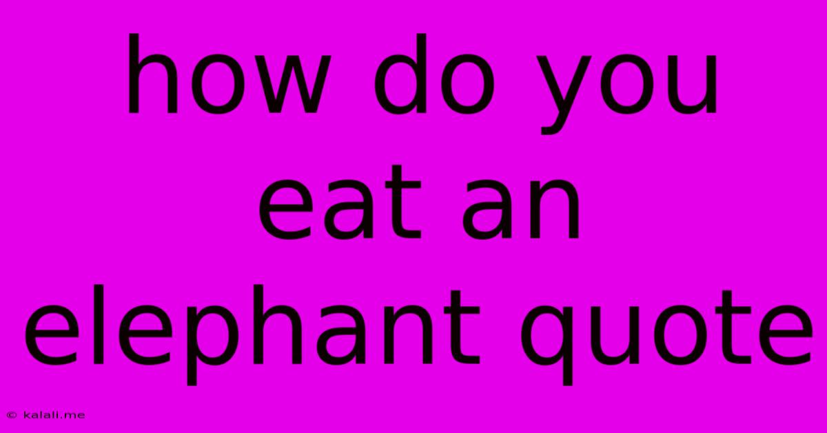 How Do You Eat An Elephant Quote