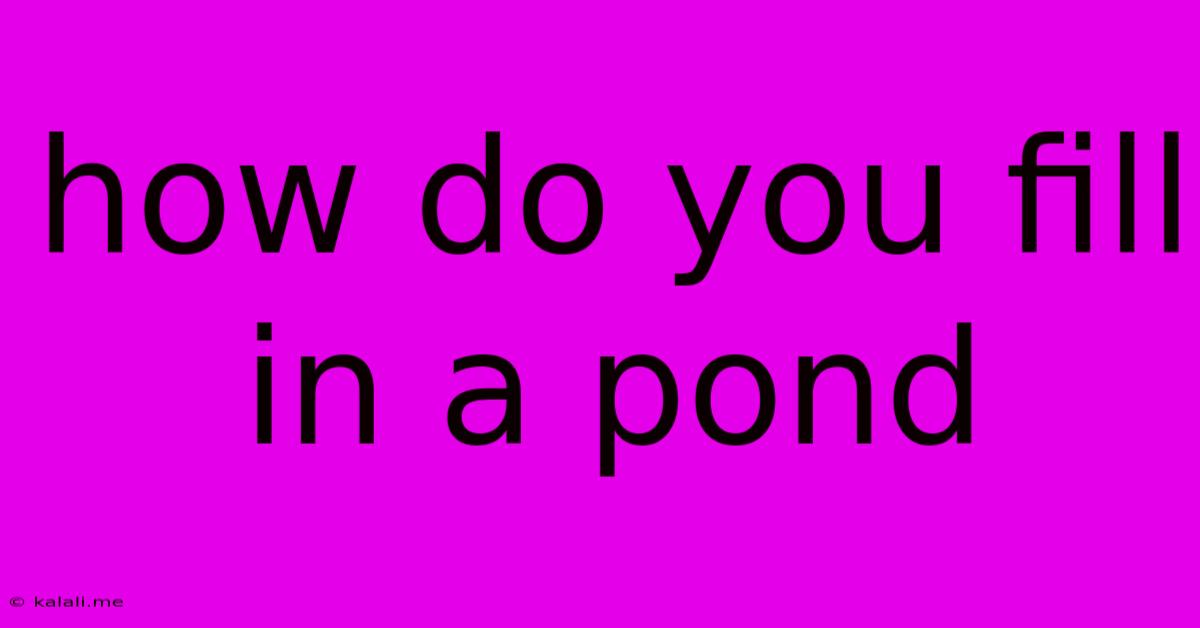 How Do You Fill In A Pond