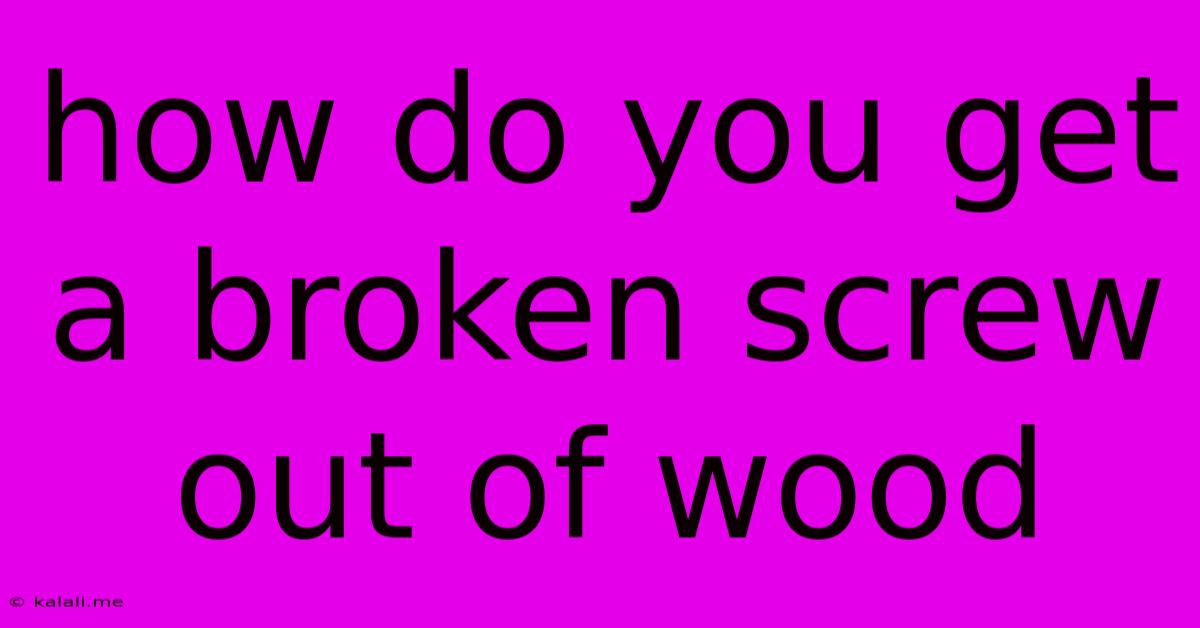 How Do You Get A Broken Screw Out Of Wood
