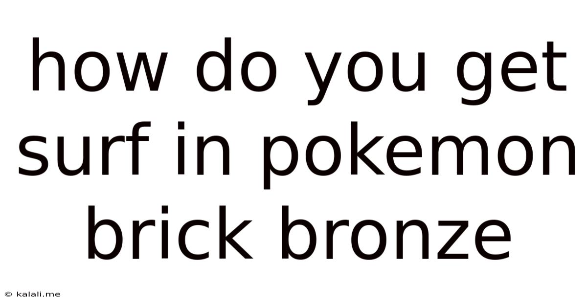 How Do You Get Surf In Pokemon Brick Bronze