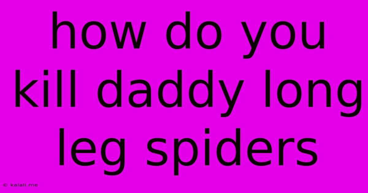How Do You Kill Daddy Long Leg Spiders