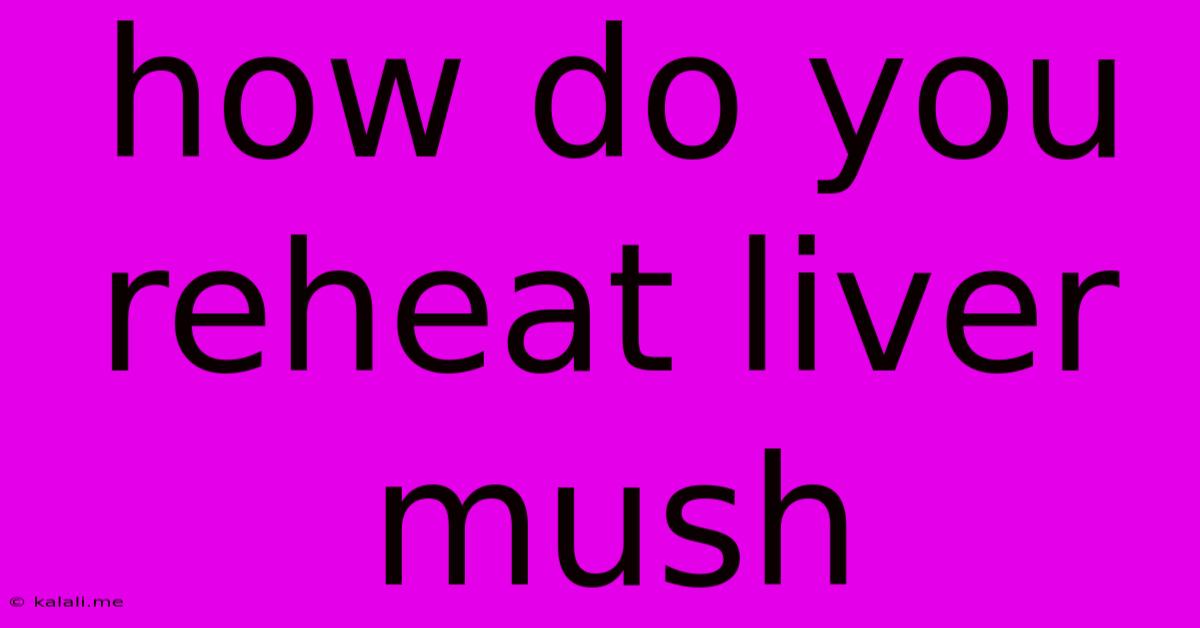 How Do You Reheat Liver Mush