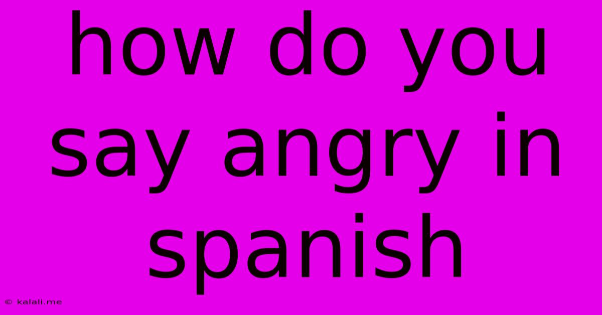 How Do You Say Angry In Spanish