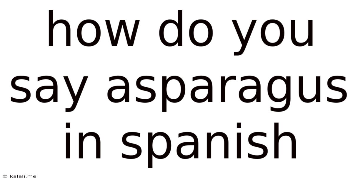 How Do You Say Asparagus In Spanish