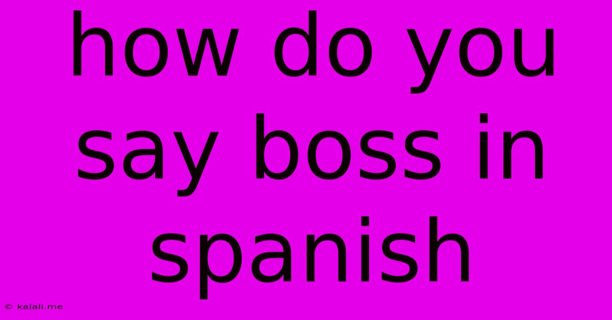 How Do You Say Boss In Spanish
