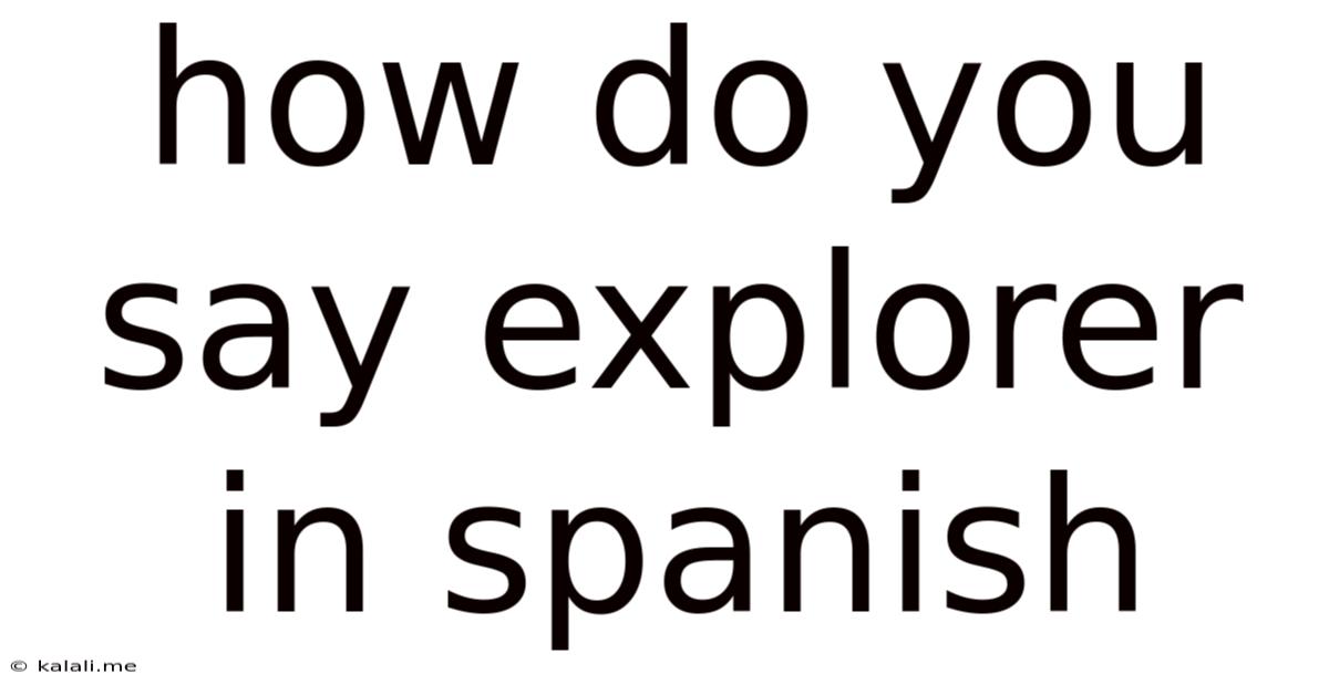 How Do You Say Explorer In Spanish