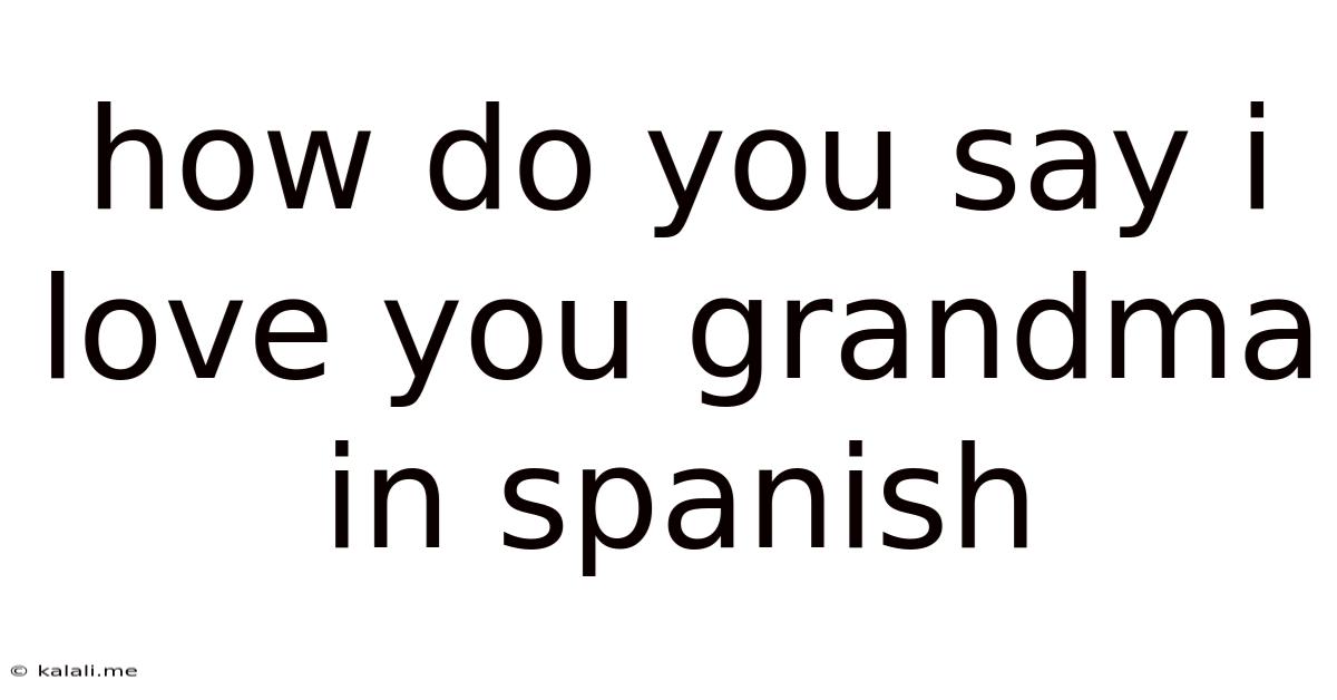 How Do You Say I Love You Grandma In Spanish