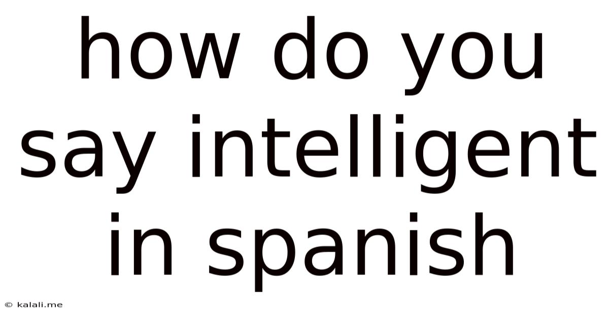 How Do You Say Intelligent In Spanish