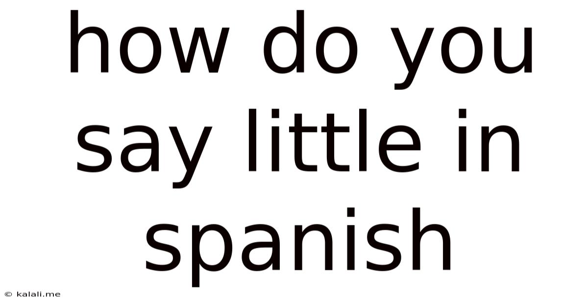 How Do You Say Little In Spanish