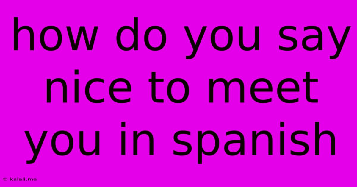 How Do You Say Nice To Meet You In Spanish