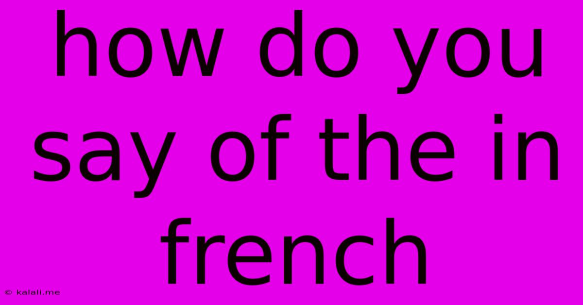 How Do You Say Of The In French