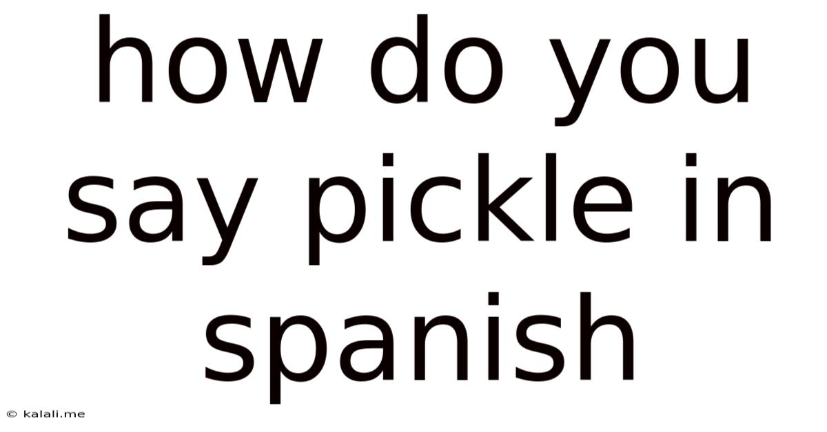 How Do You Say Pickle In Spanish