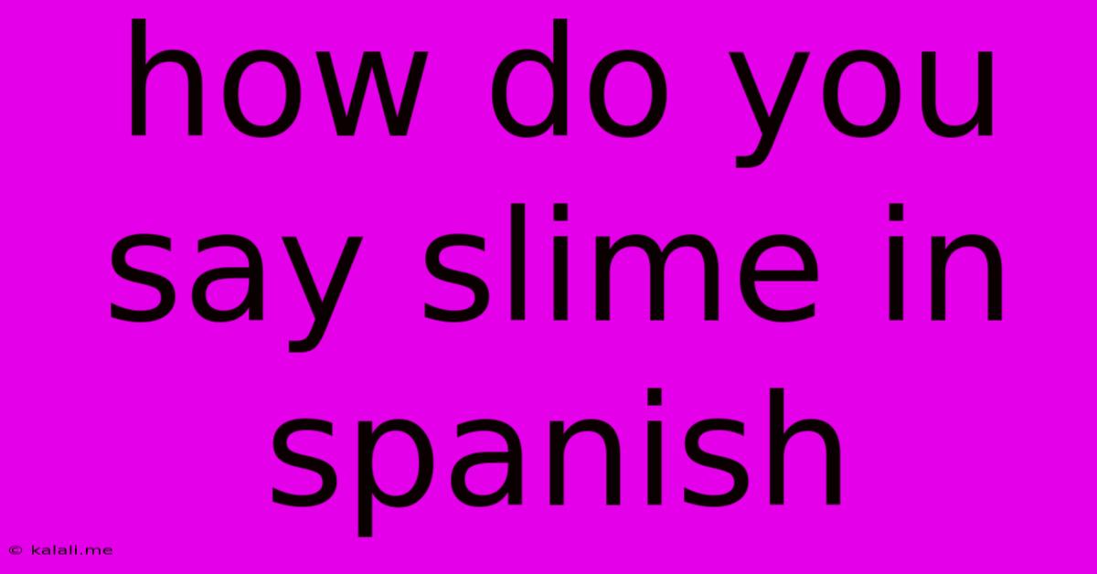 How Do You Say Slime In Spanish