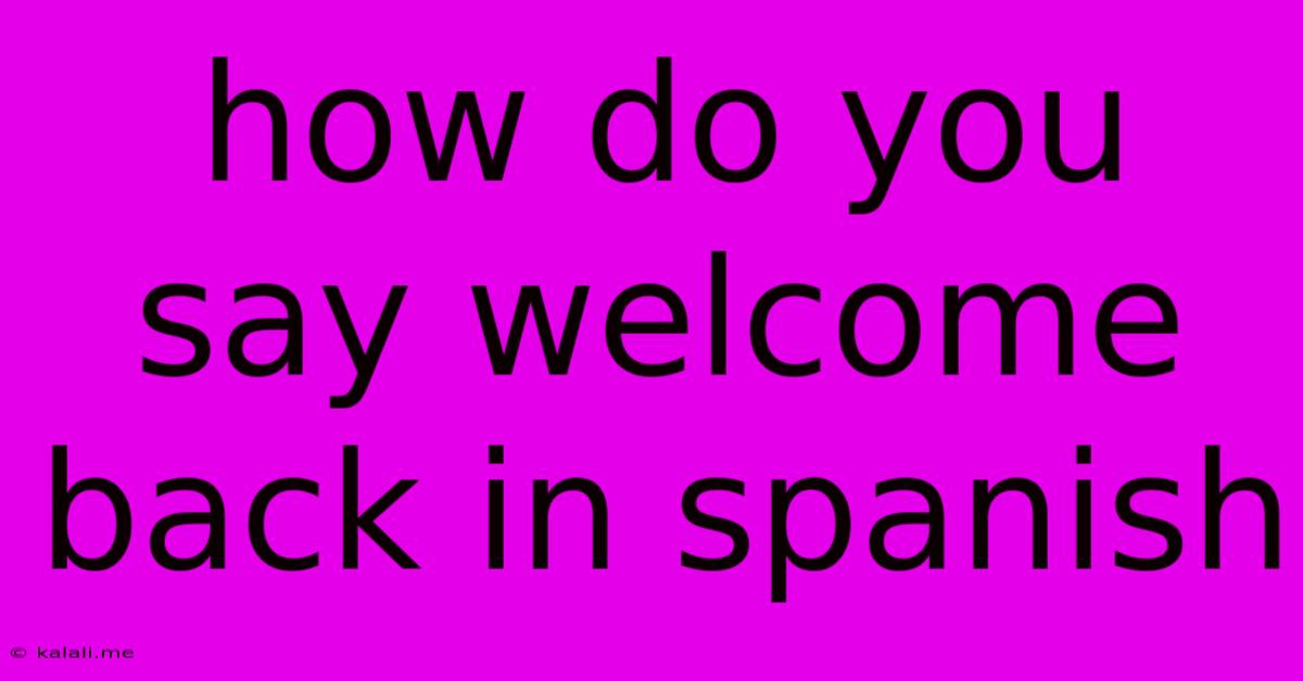 How Do You Say Welcome Back In Spanish