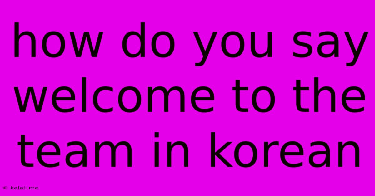 How Do You Say Welcome To The Team In Korean