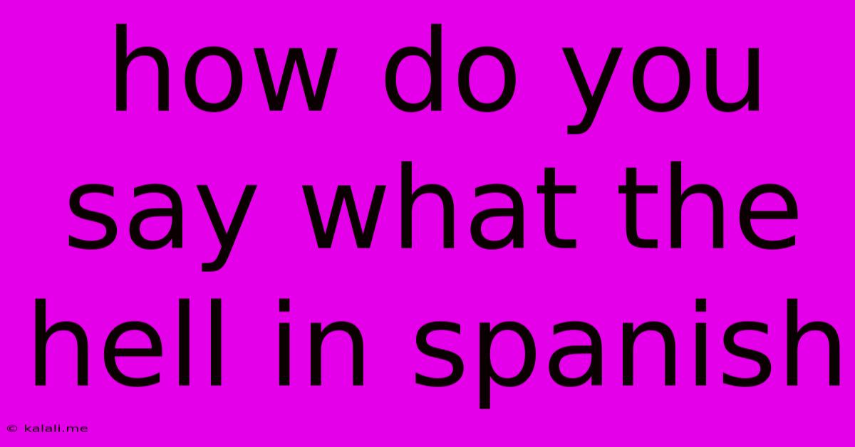 How Do You Say What The Hell In Spanish