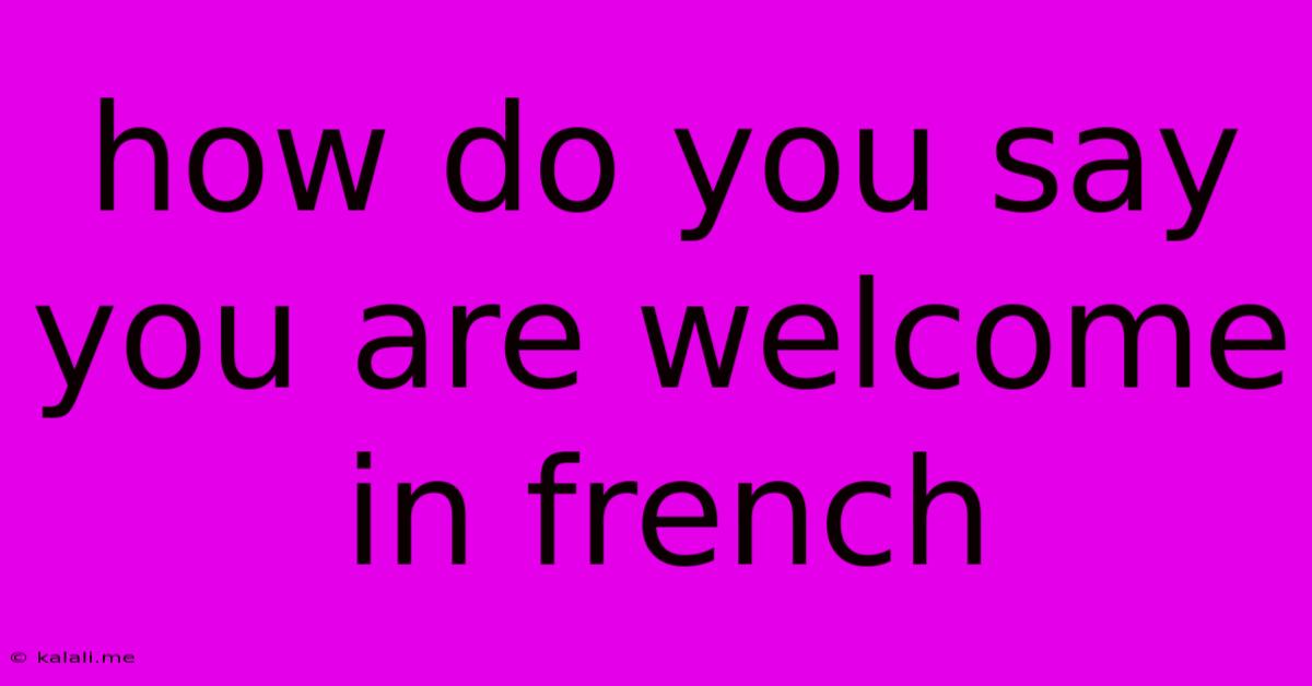 How Do You Say You Are Welcome In French