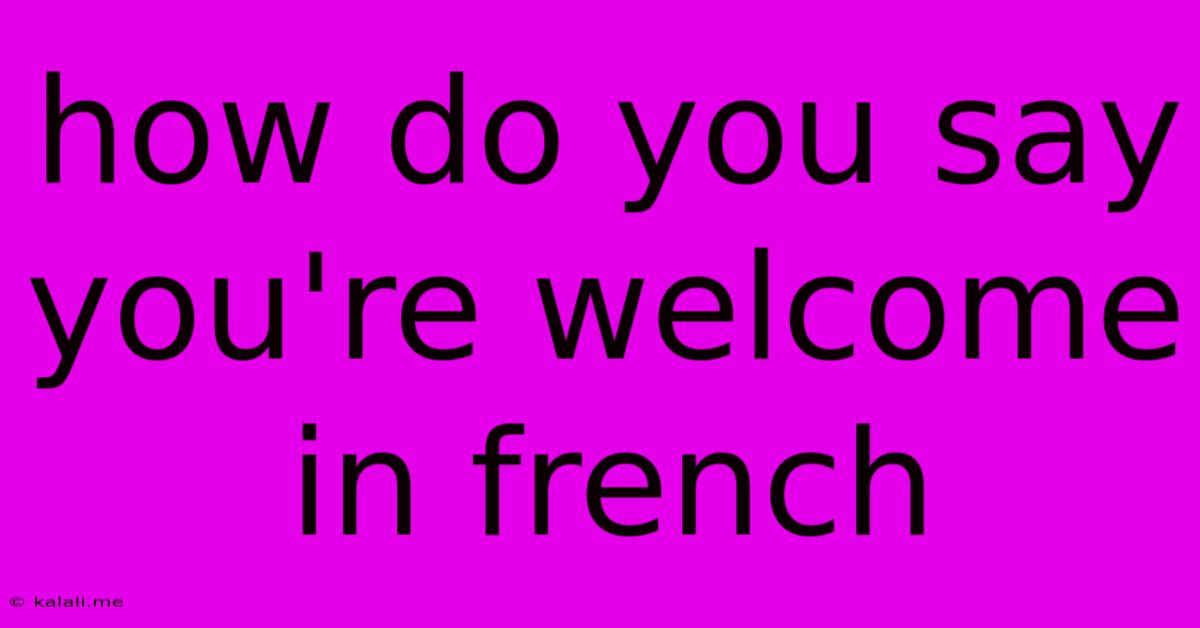 How Do You Say You're Welcome In French