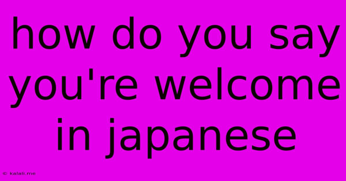 How Do You Say You're Welcome In Japanese