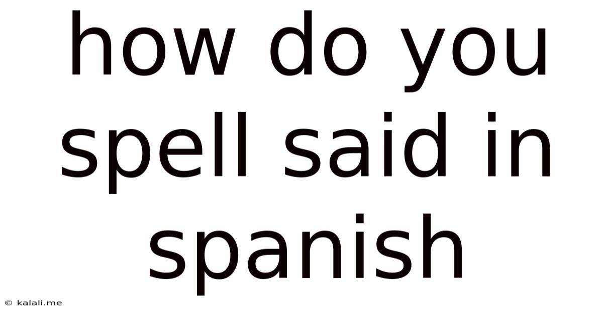 How Do You Spell Said In Spanish
