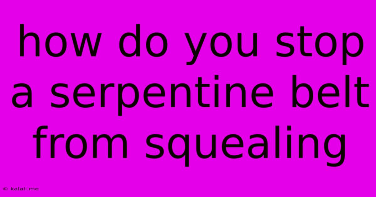 How Do You Stop A Serpentine Belt From Squealing