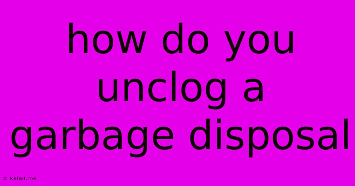 How Do You Unclog A Garbage Disposal