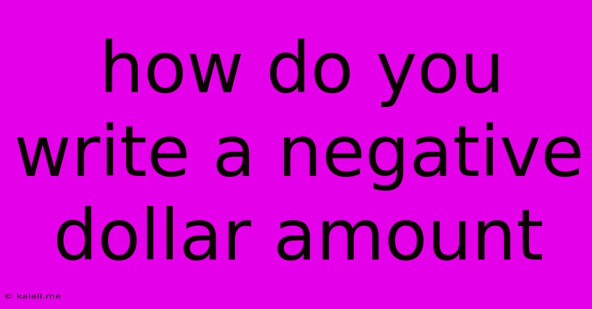 How Do You Write A Negative Dollar Amount