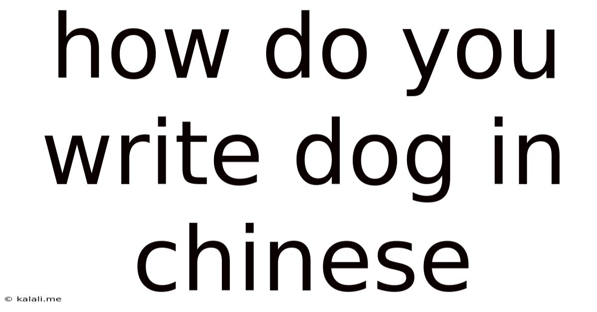 How Do You Write Dog In Chinese