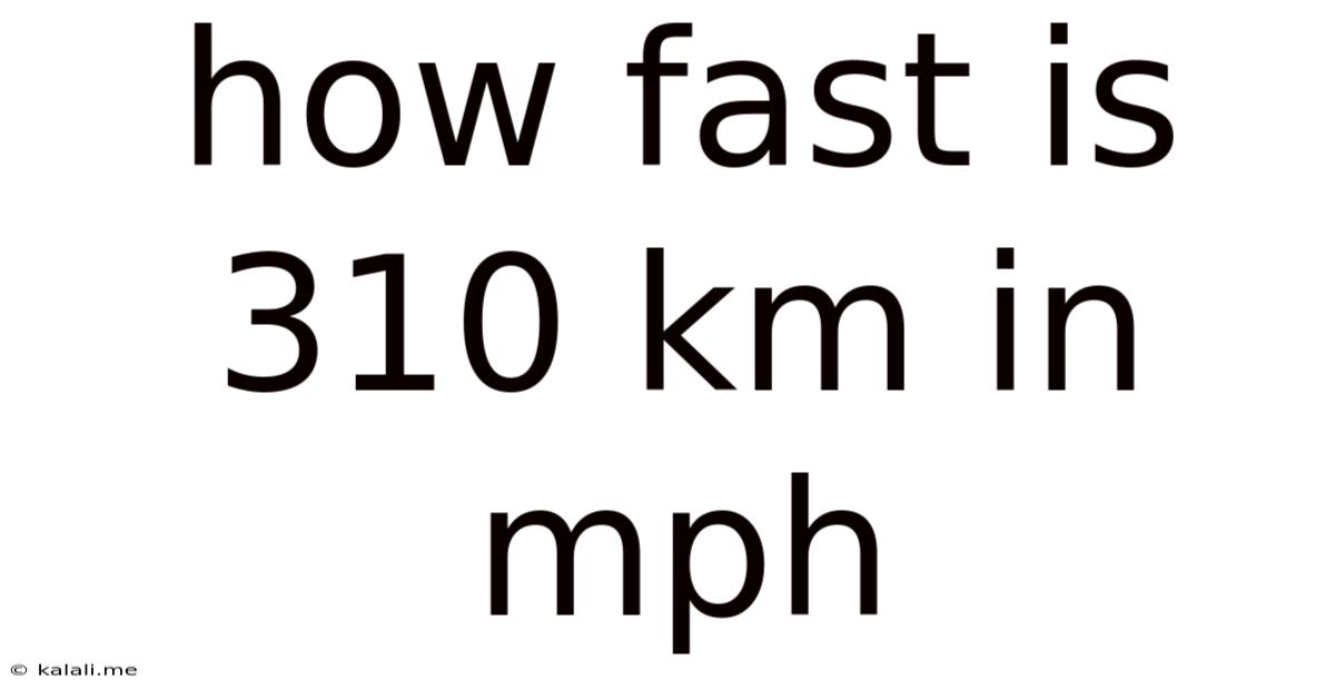 How Fast Is 310 Km In Mph