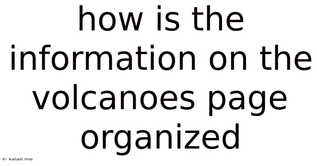 How Is The Information On The Volcanoes Page Organized