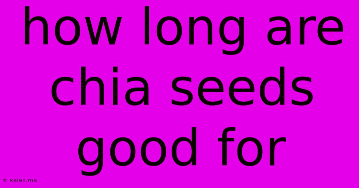 How Long Are Chia Seeds Good For