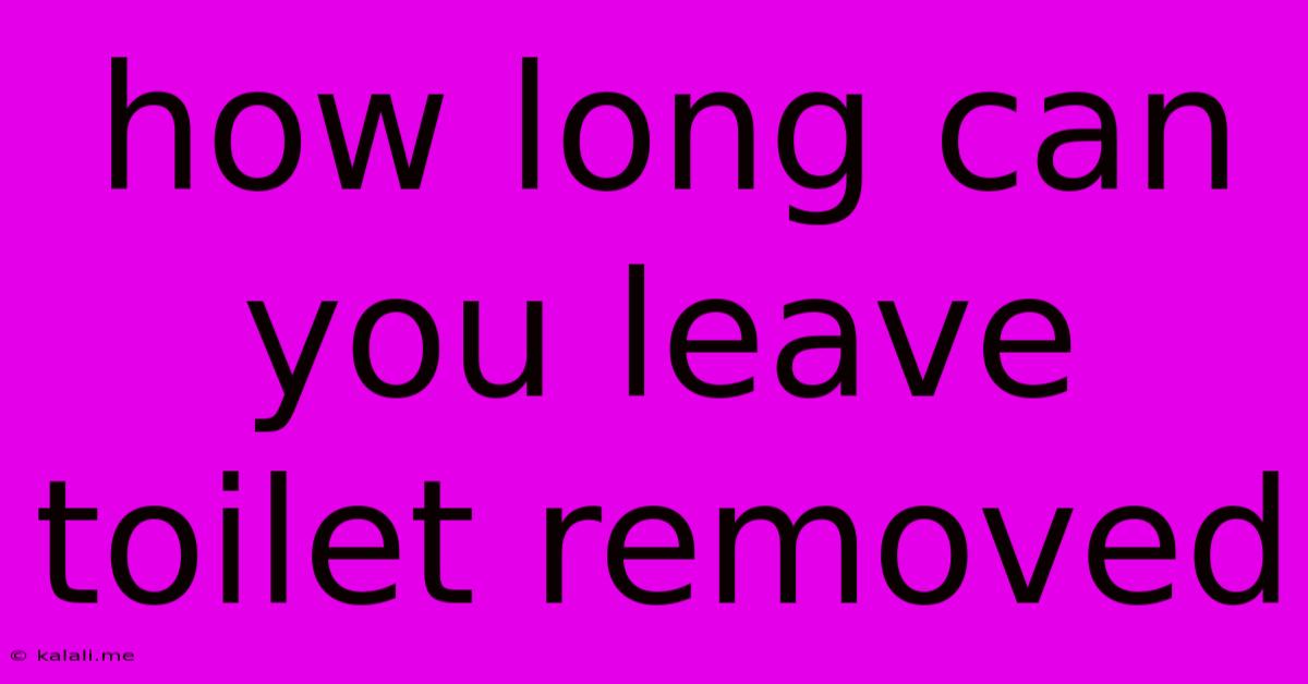 How Long Can You Leave Toilet Removed