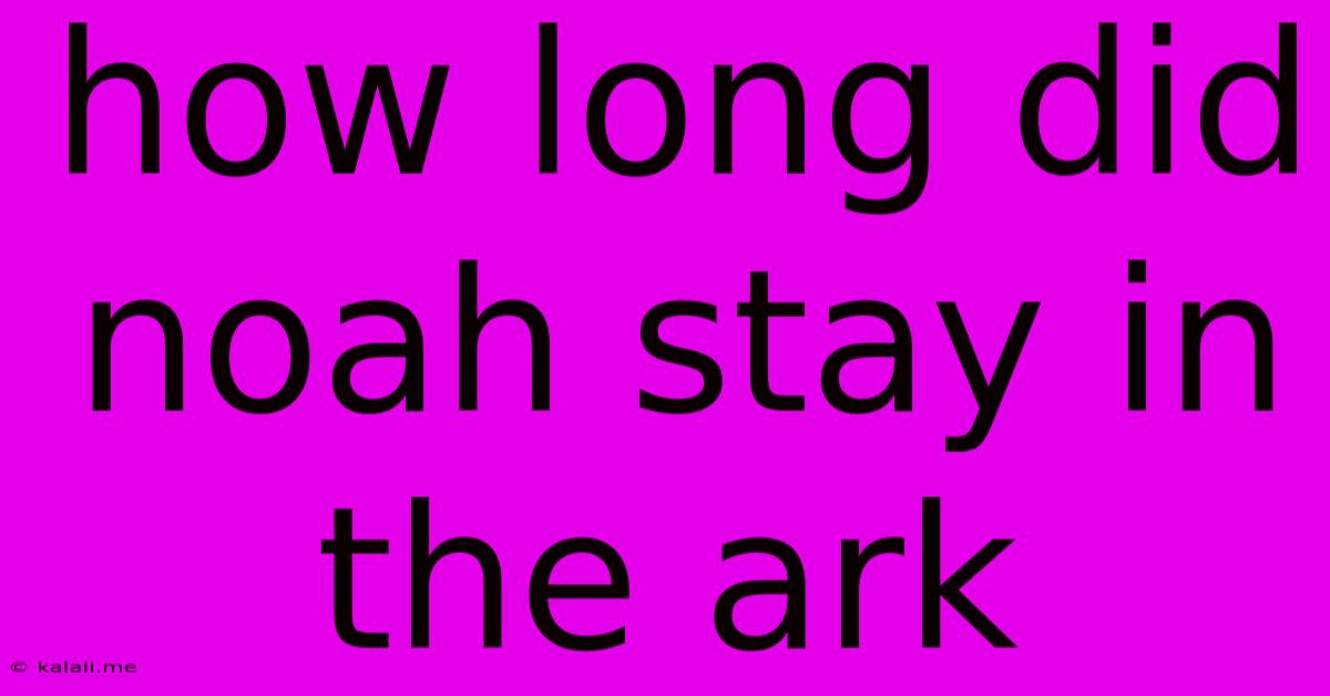 How Long Did Noah Stay In The Ark