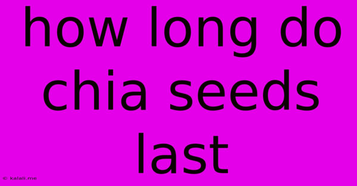 How Long Do Chia Seeds Last