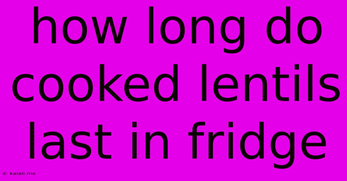 How Long Do Cooked Lentils Last In Fridge