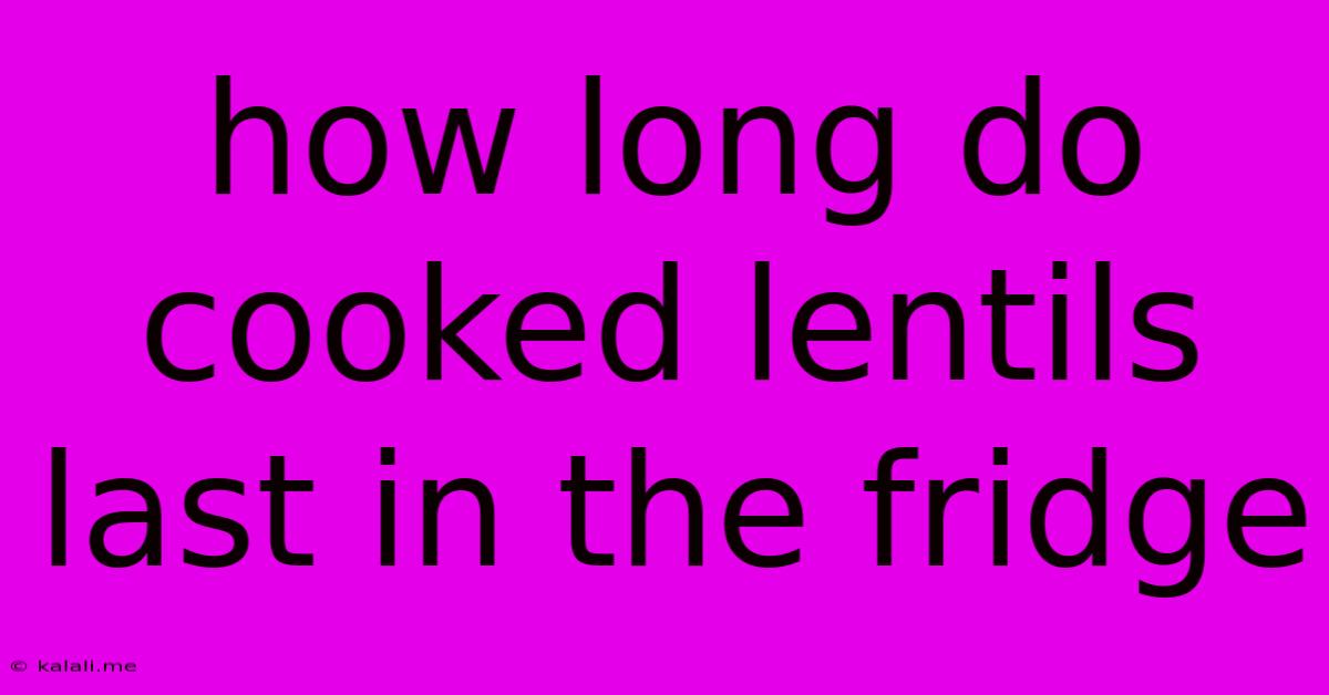 How Long Do Cooked Lentils Last In The Fridge