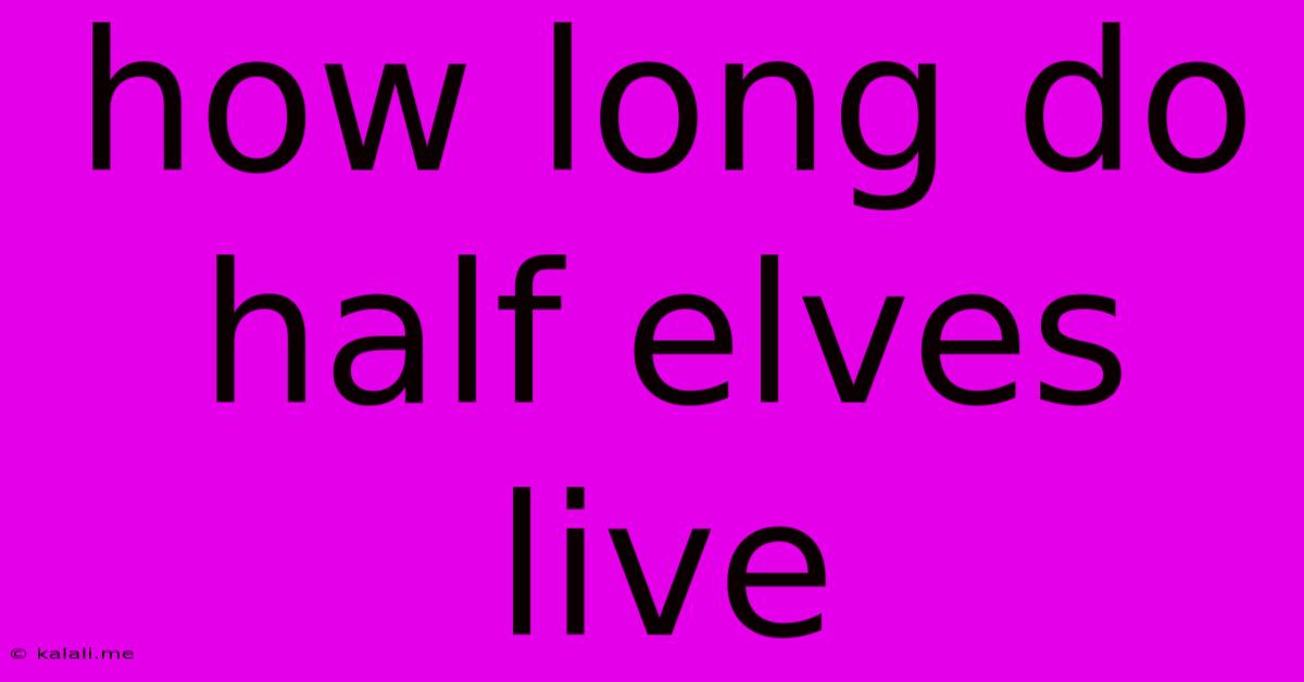 How Long Do Half Elves Live