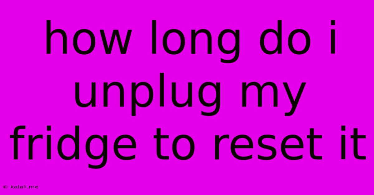 How Long Do I Unplug My Fridge To Reset It