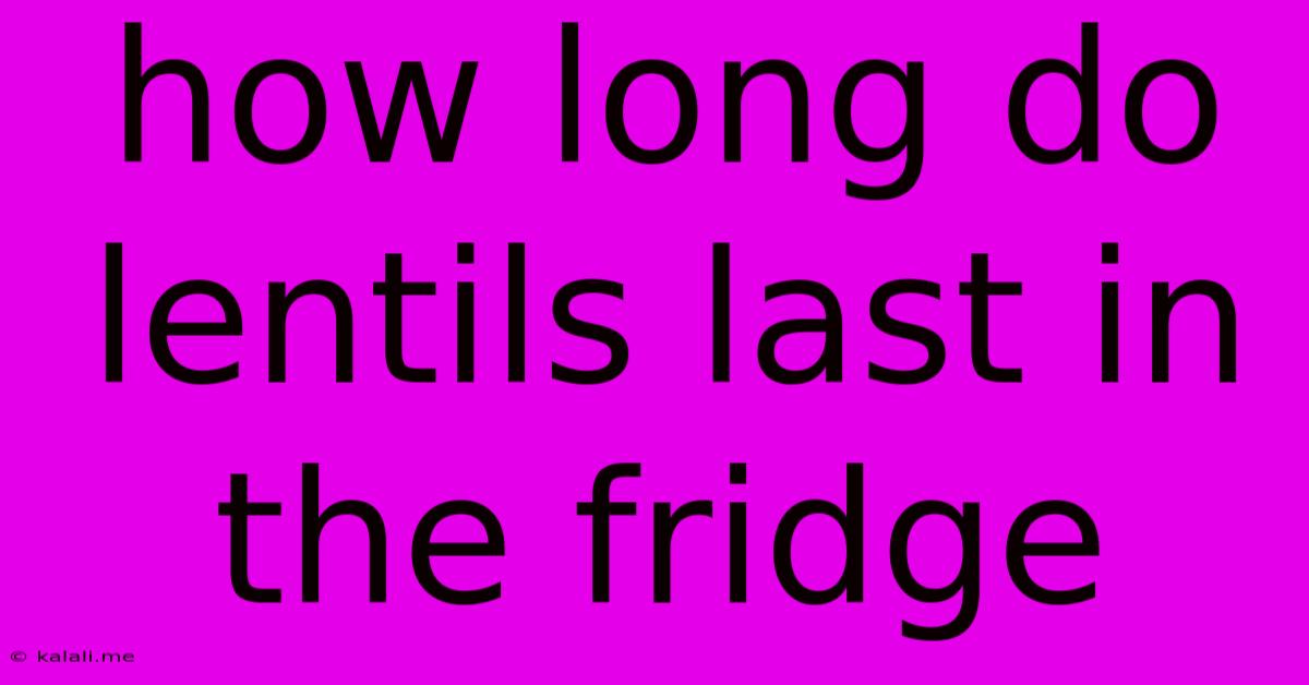 How Long Do Lentils Last In The Fridge