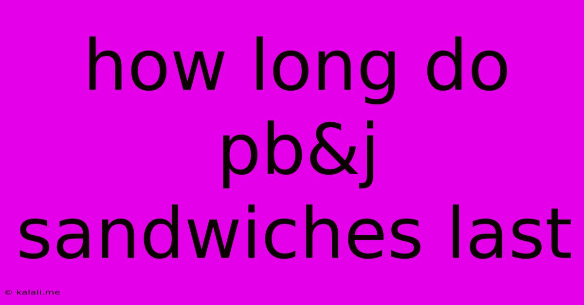 How Long Do Pb&j Sandwiches Last