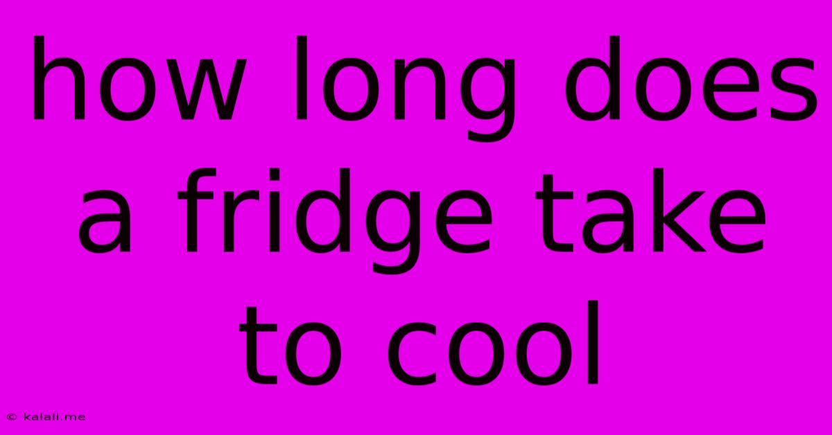 How Long Does A Fridge Take To Cool