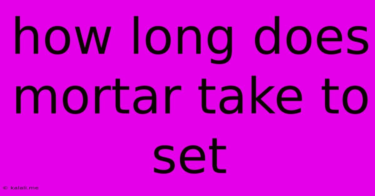 How Long Does Mortar Take To Set
