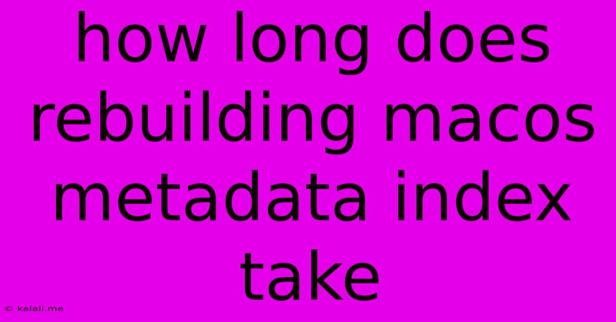 How Long Does Rebuilding Macos Metadata Index Take