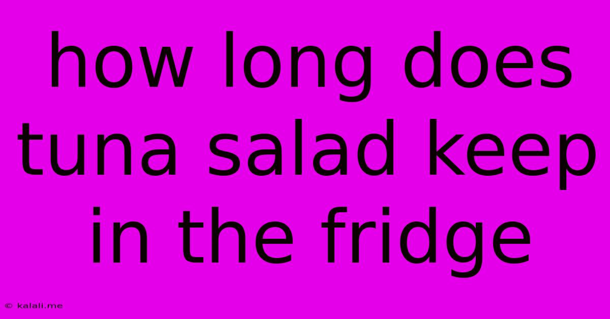 How Long Does Tuna Salad Keep In The Fridge