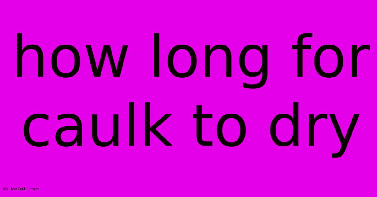 How Long For Caulk To Dry